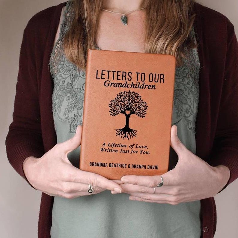 Letters To Our Grandchildren Personalized Leather Journal, Grandparent Memory Book, Legacy Keepsake for Grandkids, Gift for Grandchildren