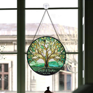Personalized Faux Stained Glass 55th Emerald Wedding Anniversary, Wedding Keepsake Suncatcher, Anniversary Gift, Wedding Gift