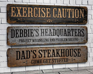 Double Line Sign, Rusty Street Sign, Custom Door Sign, Personalized fence Sign