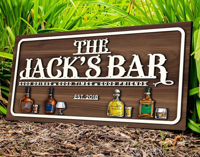 Personalized Wooden Bar Sign, Custom Wood Sign, Personalized Wood Sign, Man Cave, Pub, Bar Decor, Home Bar Decor, Basement Bar, Wall Decor