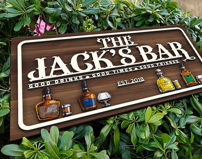 Personalized Wooden Bar Sign, Custom Wood Sign, Personalized Wood Sign, Man Cave, Pub, Bar Decor, Home Bar Decor, Basement Bar, Wall Decor