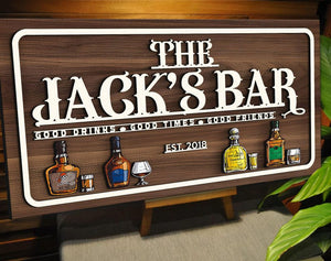 Personalized Wooden Bar Sign, Custom Wood Sign, Personalized Wood Sign, Man Cave, Pub, Bar Decor, Home Bar Decor, Basement Bar, Wall Decor