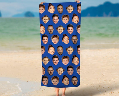 Custom Funny Face Beach Towel, Personalized Photo Gift, Best Friend Gift, Family Vacation Gift, Mother's Day Gift, Unique Grandma Gift Idea