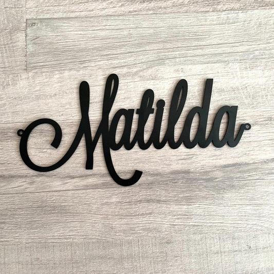 Personalized Metal Name Sign - Custom Laser Cut Script Words - Wall Decor