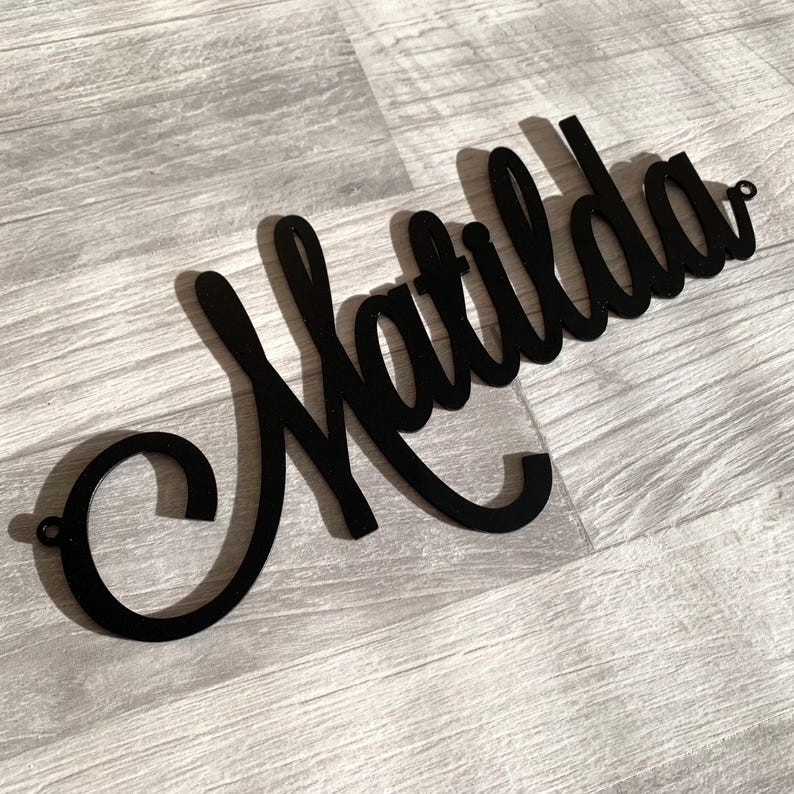 Personalized Metal Name Sign - Custom Laser Cut Script Words - Wall Decor