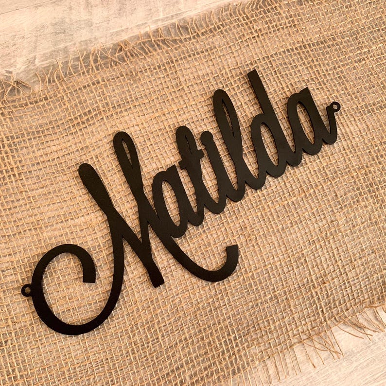 Personalized Metal Name Sign - Custom Laser Cut Script Words - Wall Decor