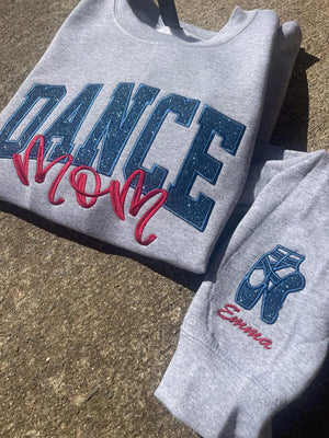 Dance Mom Custom Title with Name on Sleeve Glitter Applique Embroidered Sweatshirt il_794xN.6664267694_8wj6.jpg