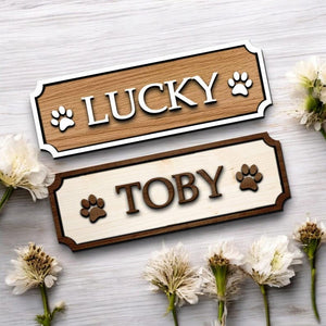 Wooden Pet Name Sign, Personalised Dog Cat Name Plaque For Pet House Room Crate Feeding Area Gifts For Dog Pet Lover Gift Vintage Pet Board