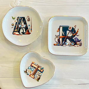 Personalized Magic Initial Ring Dish: Wizard Jewelry Trinket Dish