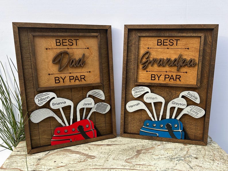 Personalized Dad or Grandpa Golf Sign | Best Dad by Par Fathers Day Golfing Gift for Daddy | Papa Pops Pappy | Golf Lover Custom Present