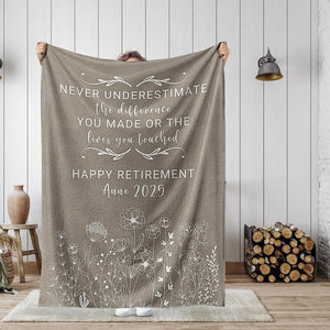 Personalized Retirement Blanket Gift, Custom Retirement Gift For Boss Co Worker, Officially Retired Gift For Her, Teacher Retirement Nurse