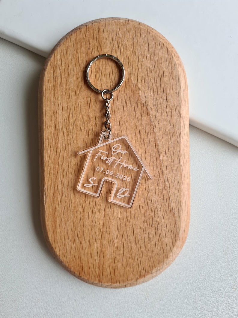 New Home Keyring First House Gift Personalised Keyring Our First Home Couples Keyring Pair Housewarming Key Chain Homeowners Moving Gift