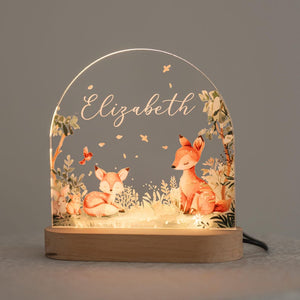 Custom Night Light for Baby Girl, Toddler Bedside Night Light, Custom Name Lamp, Floral Night Light for Nursery Decor, New Baby Gift