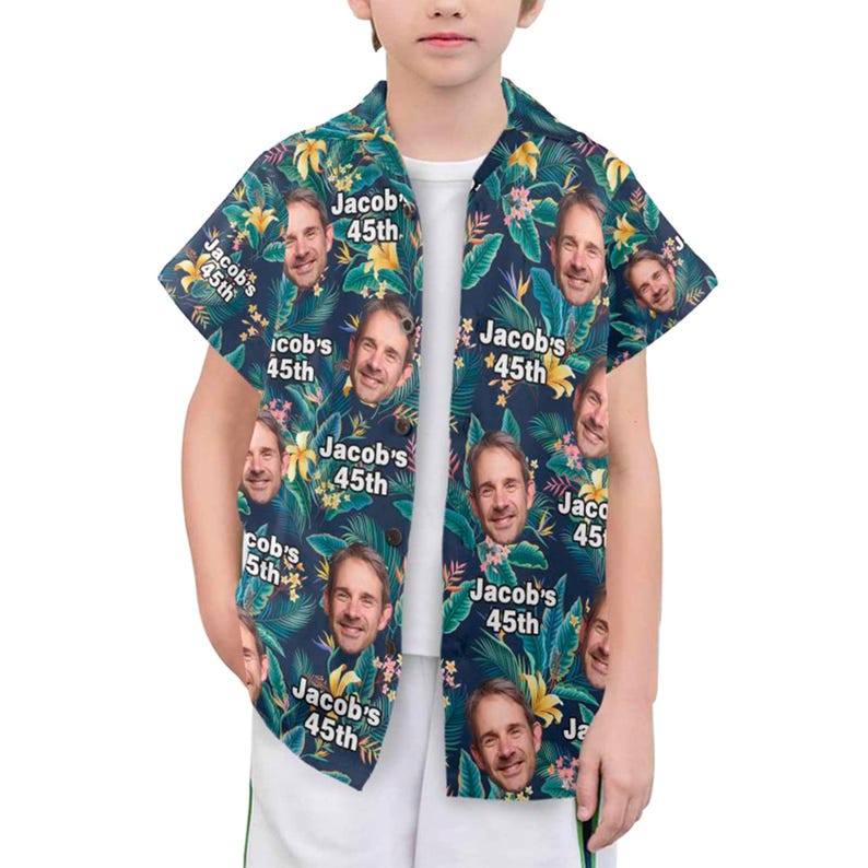 Custom Face Name Age Tropical Hawaiian Shirt: Personalized Birthday Gift