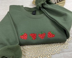 Strawberry Embroidered Sweatshirt, Gardener Gifts, Embroidery Fruit Hoodie, Strawberry Lover Gift, Strawberry Crewneck, Berry Embroidery il_794xN.6670006078_iscm.jpg