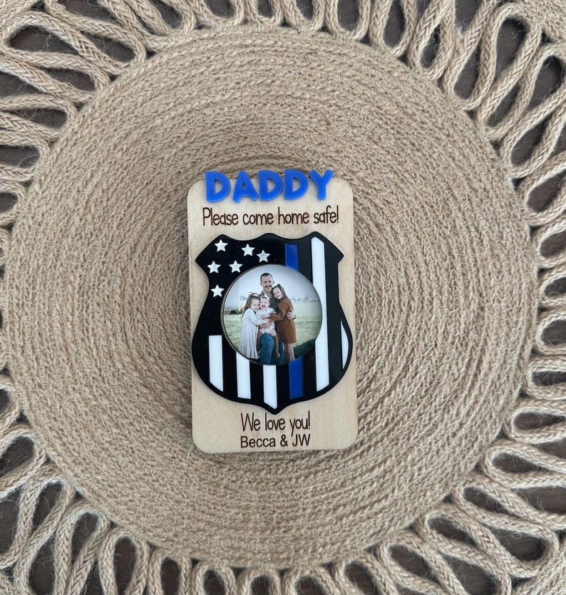 Police Officer Picture Frame | Gift for Police Officer | Personalized Gift For Dad | Father's Day Frame| Car Visor Clip