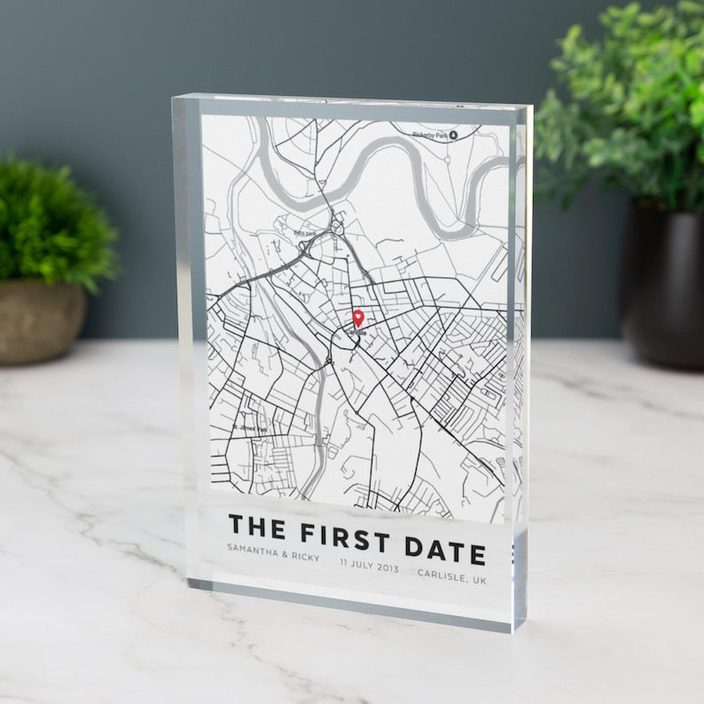 Where We First Met Personalised Map Print of City Custom Acrylic Block Any Location First Date Where It All Began Anniversary Decor Gift