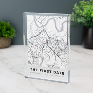 Where We First Met Personalised Map Print of City Custom Acrylic Block Any Location First Date Where It All Began Anniversary Decor Gift