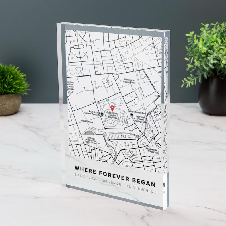 Where We First Met Personalised Map Print of City Custom Acrylic Block Any Location First Date Where It All Began Anniversary Decor Gift