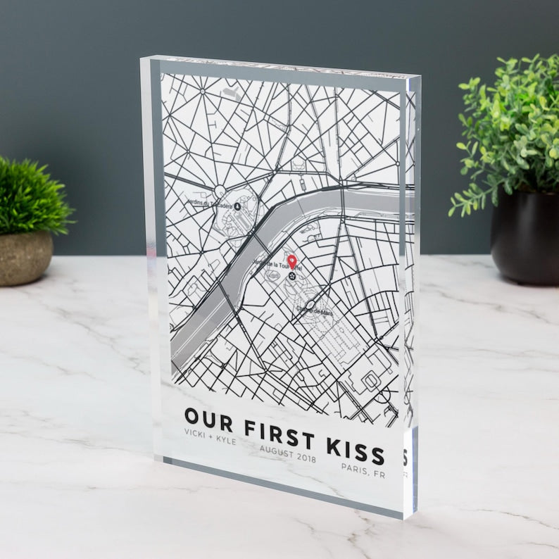 Where We First Met Personalised Map Print of City Custom Acrylic Block Any Location First Date Where It All Began Anniversary Decor Gift