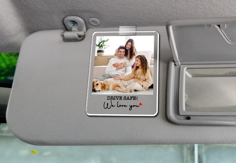 Personalized Car Visor Clip, Custom Sun Visor Clip, Personalized Photo Car Decoration, Polaroid Photo for Car, Valentines Couples Gift