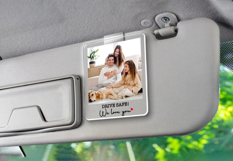 Personalized Car Visor Clip, Custom Sun Visor Clip, Personalized Photo Car Decoration, Polaroid Photo for Car, Valentines Couples Gift