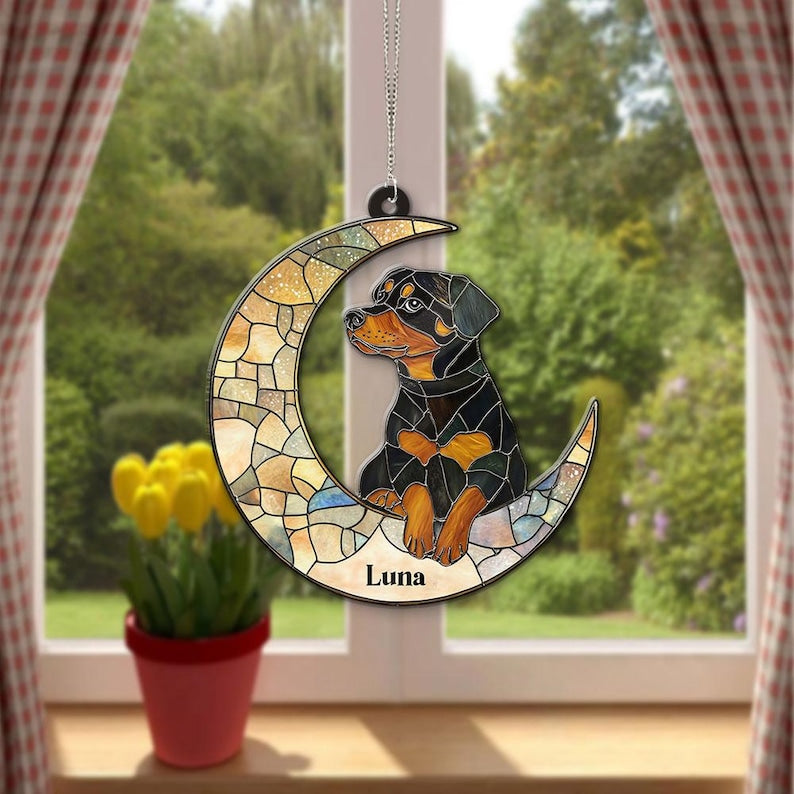 Dachshund On The Moon Acrylic Ornament, Custom Dog Breeed Dog Lover Gifts, Personalized Dog,Pet Memorial Ornament,Dog Holiday Decoration