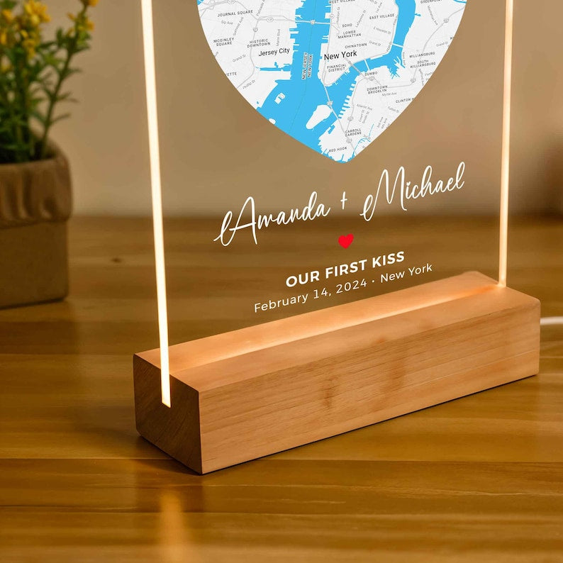 Custom First Date Map Acrylic Plaque Where We Met Personalized Where It All Began Map Anniversary Gift Minimalist Home Decor