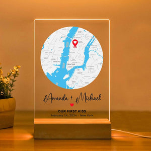Custom First Date Map Acrylic Plaque Where We Met Personalized Where It All Began Map Anniversary Gift Minimalist Home Decor