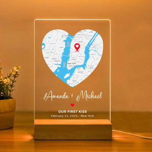 Custom First Date Map Acrylic Plaque Where We Met Personalized Where It All Began Map Anniversary Gift Minimalist Home Decor