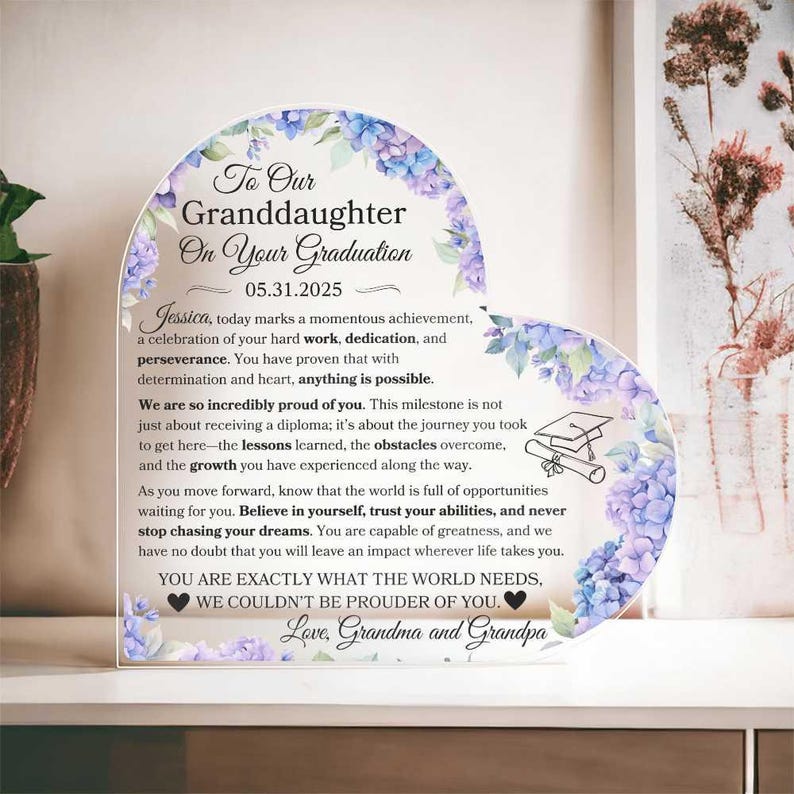 Granddaughter Graduation Gift From Grandparents To Granddaughter Graduation Personalized Plaque Gift For Highschool Graduate For College