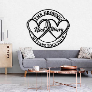 Personalized Metal Anniversary Metal Sign,Couple Name Sign 20th Anniversary Sign Gift for Couple Romantic Wall Art Anniversary Gift Wedding