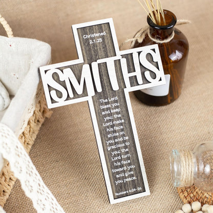 Personalized Children's Wooden Cross, Custom Baptism, First Communion, Dedication Keepsake Cross, Baptism Gift for Kids, Newborn Baby Gifts