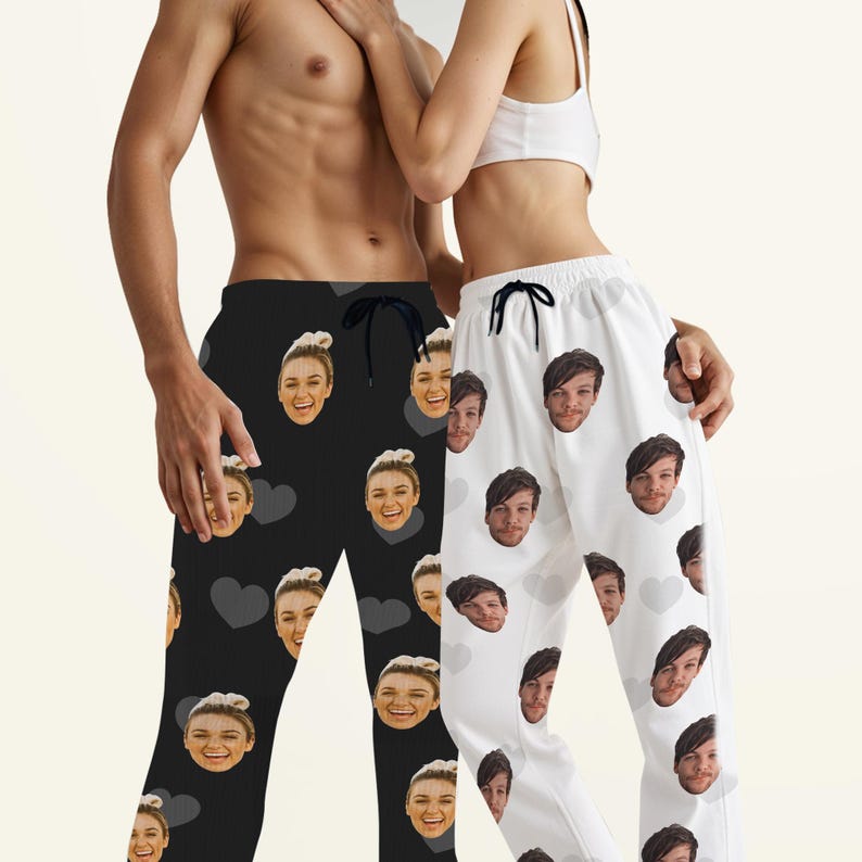 Custom Photo Pajama Pants - Personalized Pet Pajamas Pants for Men Women - Couple Face Pajamas Gift for Husband
