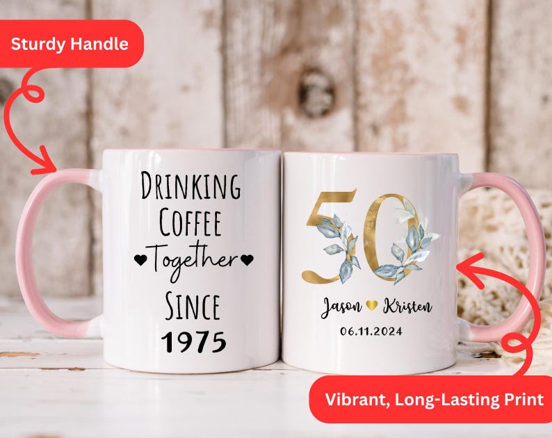 50th Anniversary Mug, Custom 50th Anniversary Gift, 50th Anniversary Gift For Parents, 50th Anniversary Cup Personalized