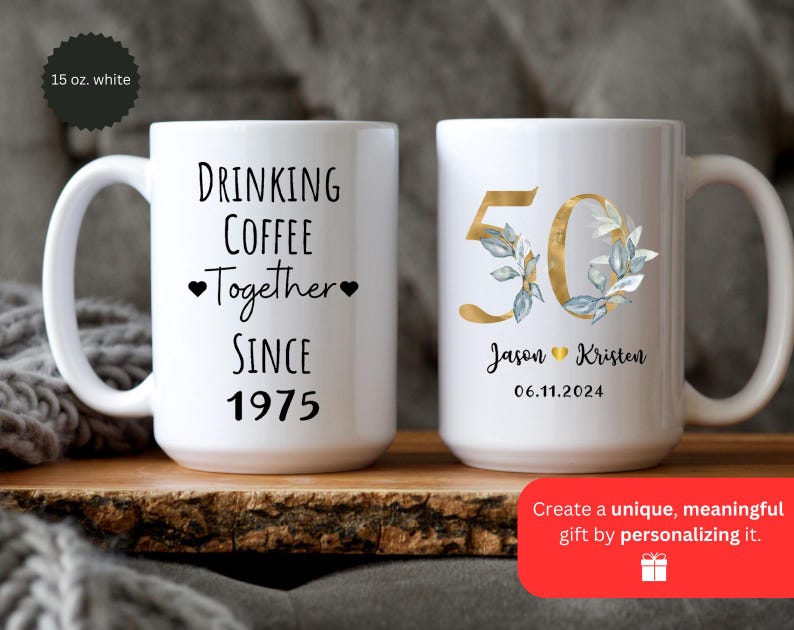 50th Anniversary Mug, Custom 50th Anniversary Gift, 50th Anniversary Gift For Parents, 50th Anniversary Cup Personalized
