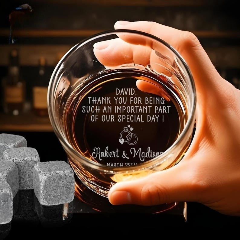 Personalized Wedding Gift for Officiant, Groomsmen Whiskey Glass, Best Man Gift, Groomsmen Proposal Gifts, Wedding Shot Glass, Groomsman