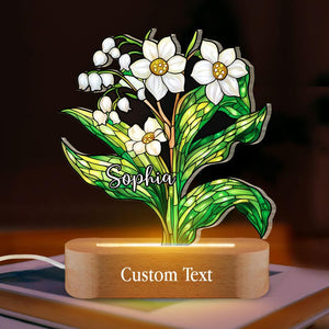 Birth Flower With Name LED Night Light Lamp, Birth Month Flower Gift Home Decor, Birth Flower Memorial Family Gift, Mothers Day Gift For Mom