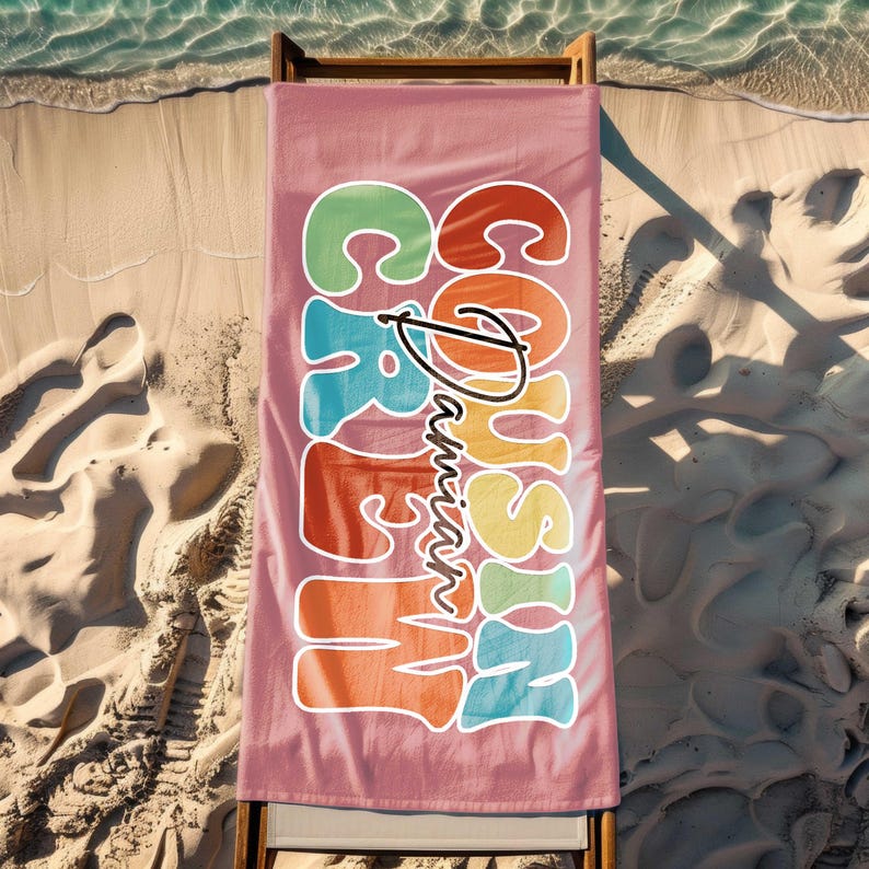 Cousin Crew Beach Towel, Summer Beach Gift For Cousin, Matching Cousin Trip Gift, Family Vacation Beach Towel,Kids Pool Birthday Party Towel