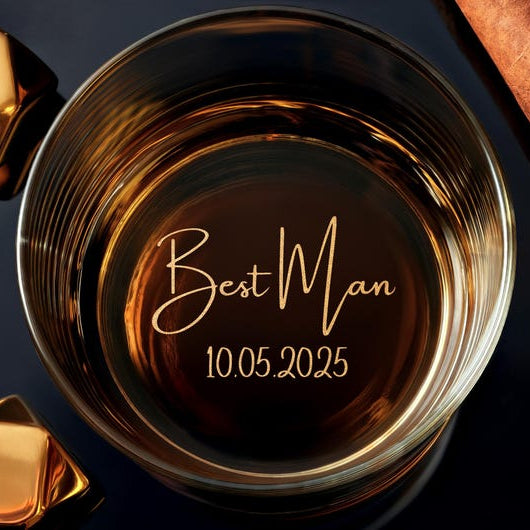 Personalized groomsmen gift, custom engraved whiskey glasses, unique wedding present for him, perfect gift for groomsmen and best man