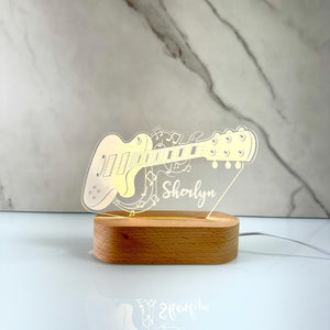 Personalized Guitar Night Light - Custom LED Lamp for Music Lovers, Perfect Gift for Guitarists, Unique Room Decor, Nightlight for Musicians