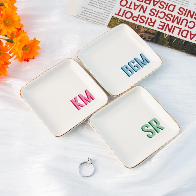 Custom Initial Ring Dish,Personalized Letter Trinket Dish,Jewelry Dish,Wedding Bridesmaid Gift,Birthday Gift for Best Friend,Anniversary