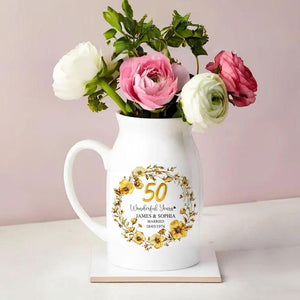 Personalized 50th Wedding Anniversary Flower Vase, 50th Wedding Anniversary Keepsake Gift, Golden Wedding Anniversary Gift