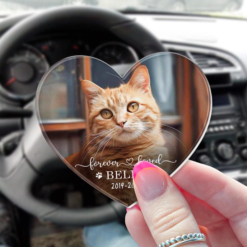Pet Memorial Photo Car Visor Clip, Gift for Dog Dad, Pet Sympathy Gift, Cat Lover Visor Clip, Custom Car Visor Picture Clip, Forever Loved
