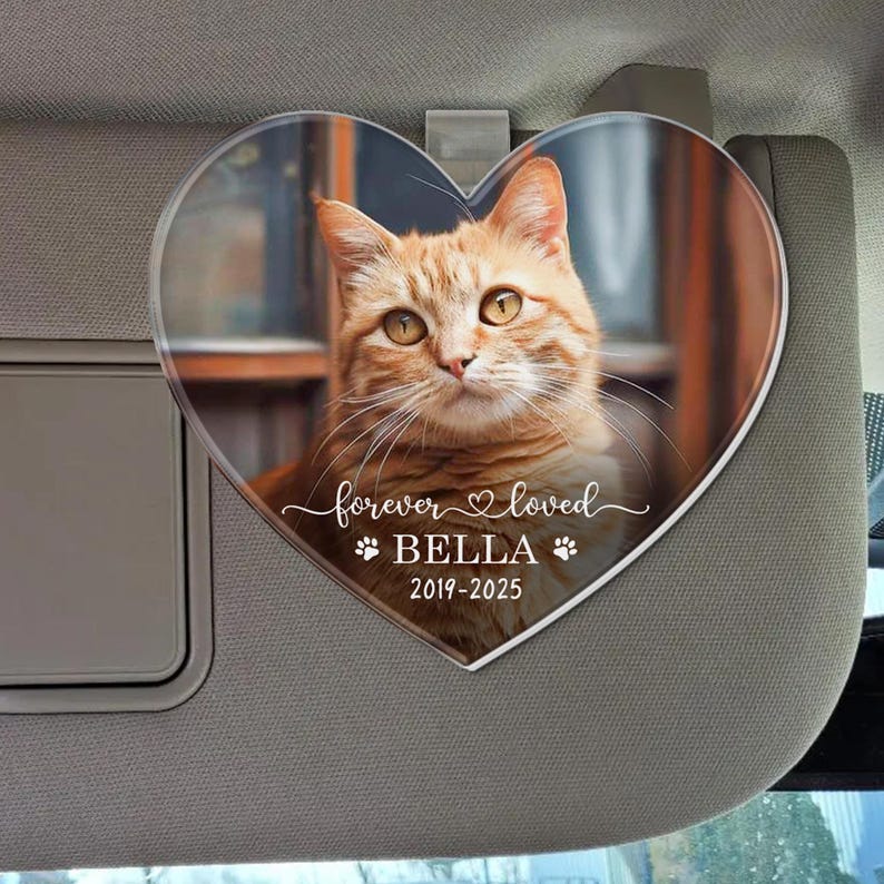 Pet Memorial Photo Car Visor Clip, Gift for Dog Dad, Pet Sympathy Gift, Cat Lover Visor Clip, Custom Car Visor Picture Clip, Forever Loved