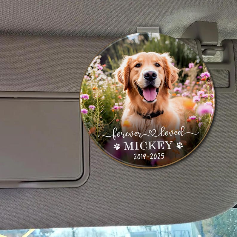 Pet Memorial Photo Car Visor Clip, Gift for Dog Dad, Pet Sympathy Gift, Cat Lover Visor Clip, Custom Car Visor Picture Clip, Forever Loved