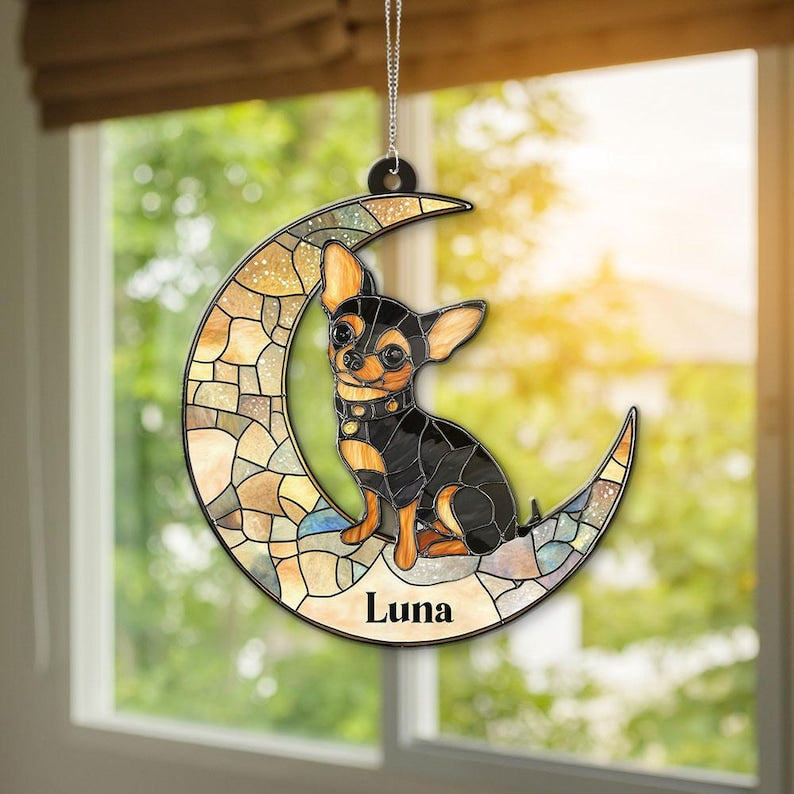 Dachshund On The Moon Acrylic Ornament, Custom Dog Breeed Dog Lover Gifts, Personalized Dog,Pet Memorial Ornament,Dog Holiday Decoration