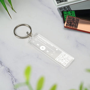QR Code Song Keychain - Scannable Barcode Music Keyring Boyfriend Girlfriend Audio Personalised Romantic Keepsake