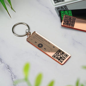 QR Code Song Keychain - Scannable Barcode Music Keyring Boyfriend Girlfriend Audio Personalised Romantic Keepsake