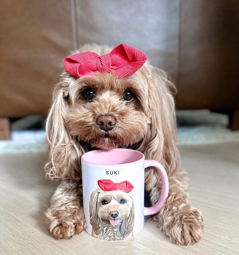 Custom Pet Mug, Personalized Portrait Home Decor, Custom Pet Art, Gift Idea for Dog Lovers, Dog Mom, Pet Memorial, Unique Gift Idea
